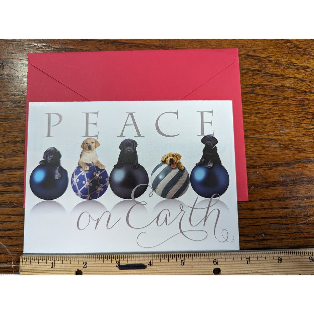 Vtg Guiding Eyes‎ Yellow Black Lab Puppy Dog Christmas Holiday Greeting Card New